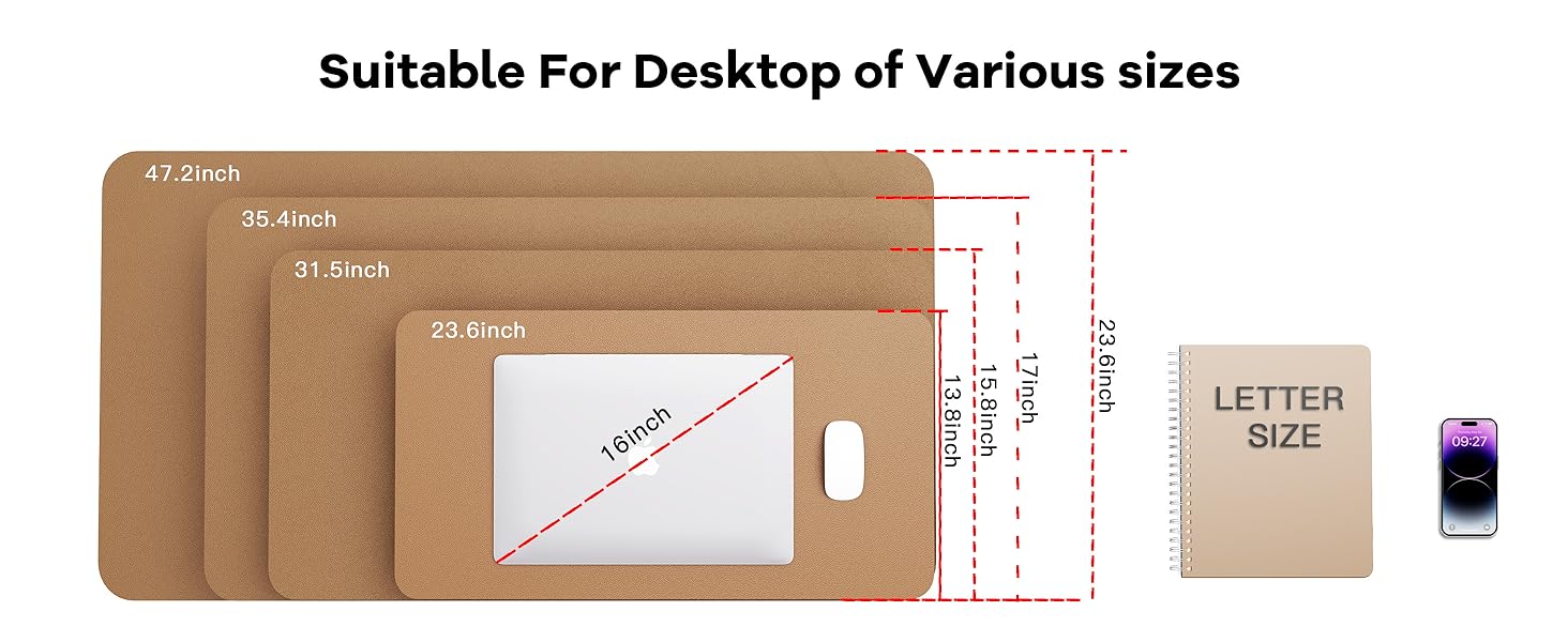 Double-Sided Desk Pad, Leather Desk Mat, Eco Cork Desk Pad Protector,Large Mouse Pad,Waterproof Desk Blotter for Office/Home