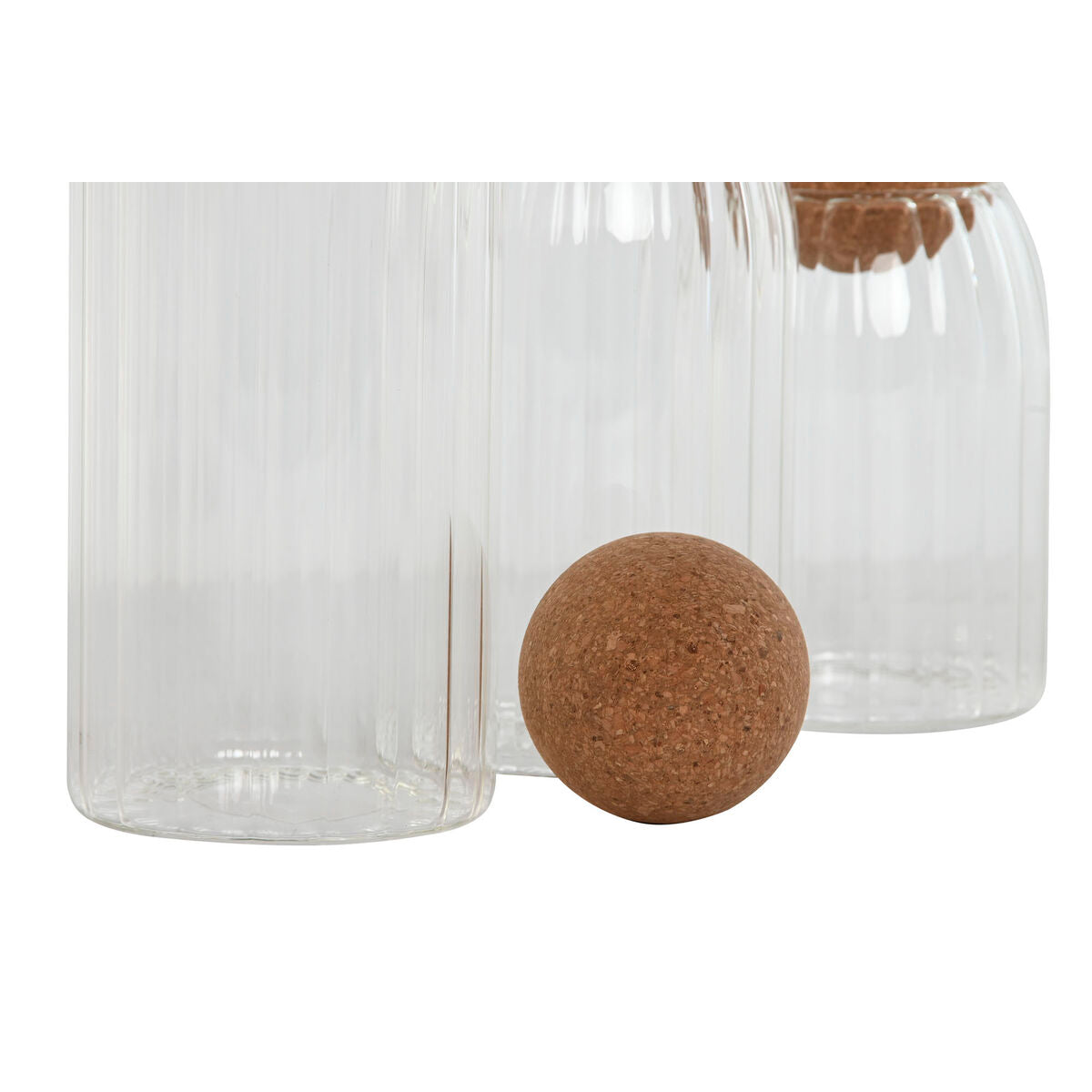 3 Tubs Home ESPRIT Transparent Cork Borosilicate Glass 1 L 3 Pieces-2