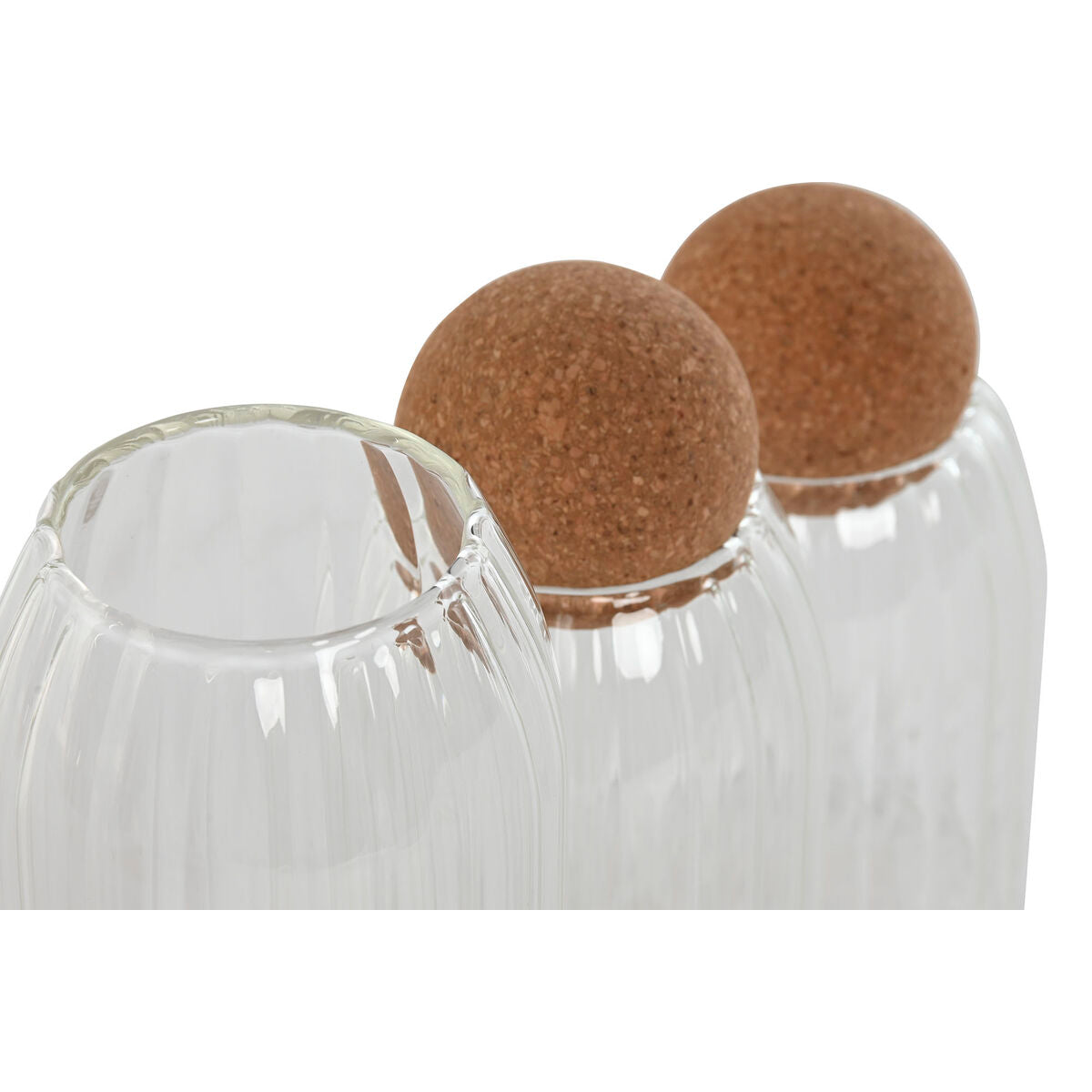 3 Tubs Home ESPRIT Transparent Cork Borosilicate Glass 1 L 3 Pieces-1