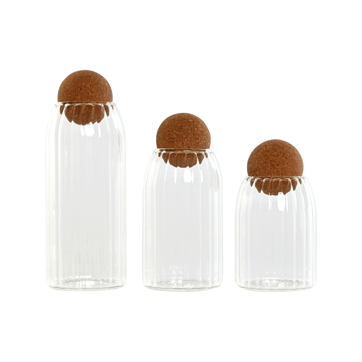 3 Tubs Home ESPRIT Transparent Cork Borosilicate Glass 1 L 3 Pieces-0