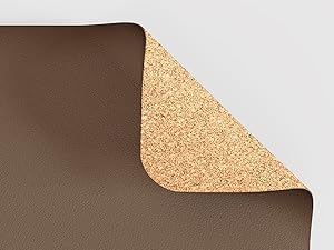 Double-Sided Desk Pad, Leather Desk Mat, Eco Cork Desk Pad Protector,Large Mouse Pad,Waterproof Desk Blotter for Office/Home