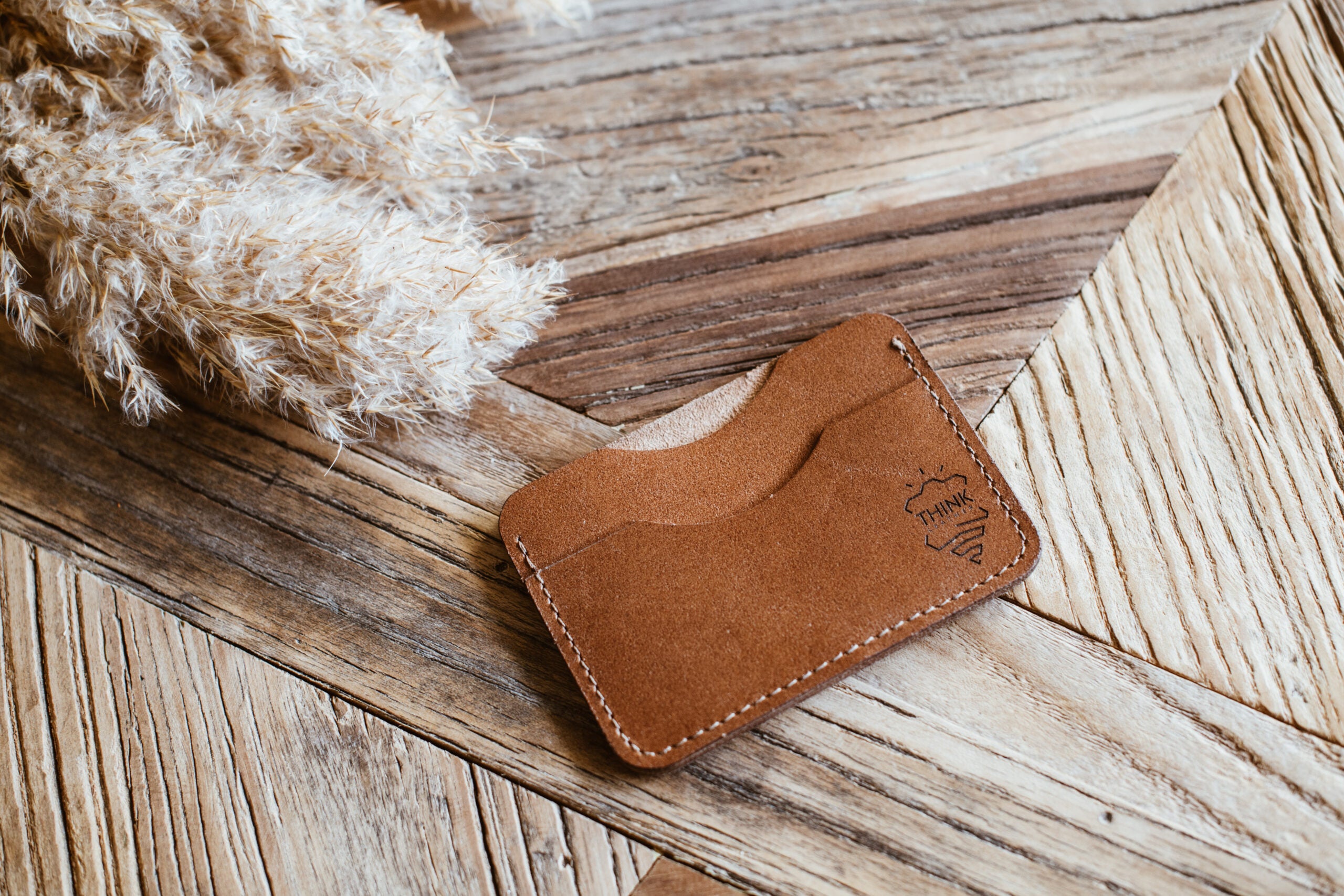 Skórzane etui na karty - cardholder - jasny brąz-0