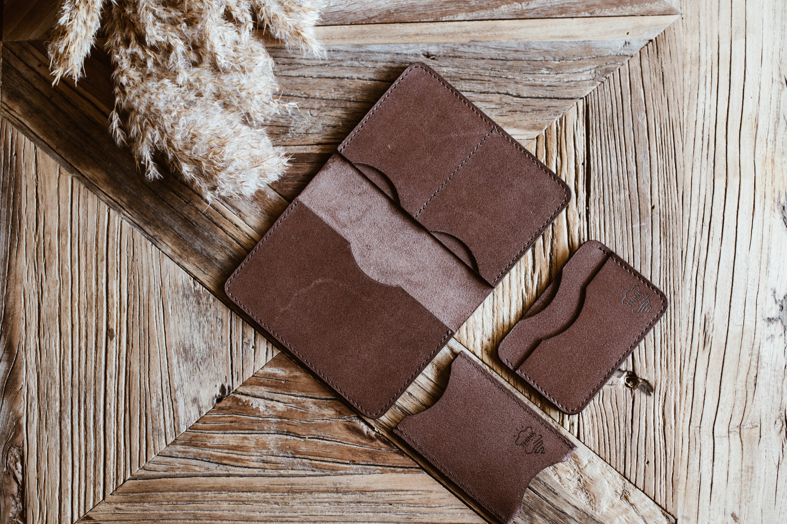 Skórzane etui na karty - cardholder - ciemny brąz-2