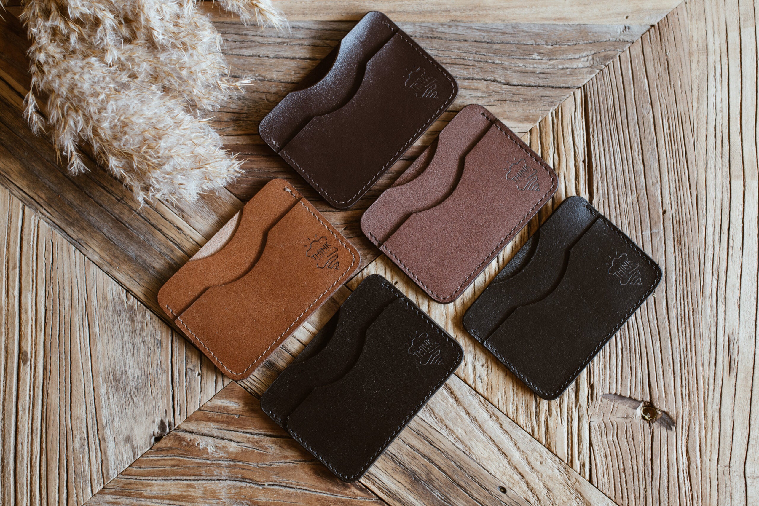 Skórzane etui na karty - cardholder - ciemny brąz-1