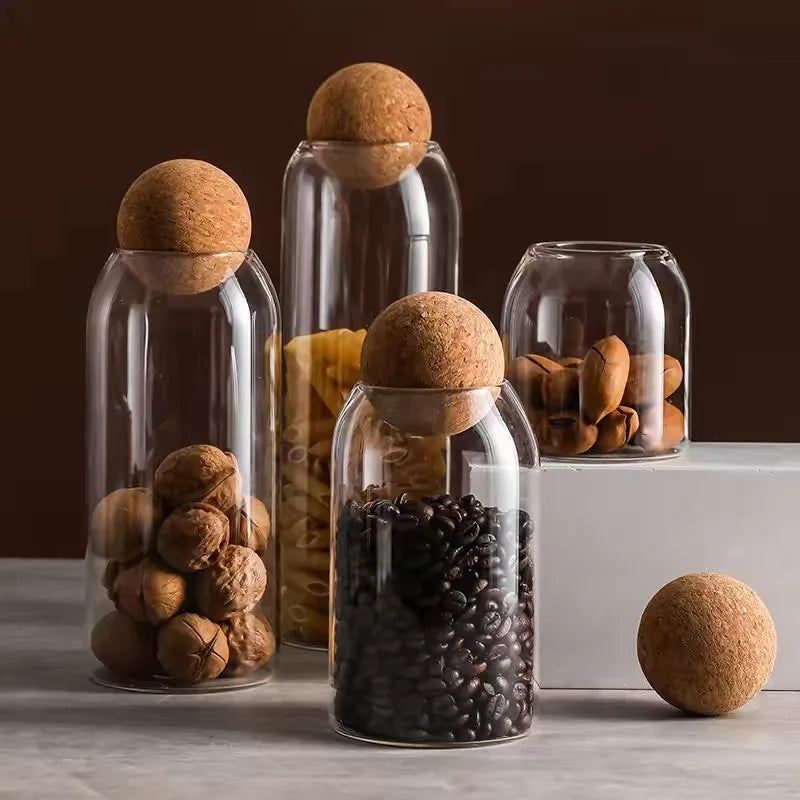 Glass Storage Jars with Cork Lid