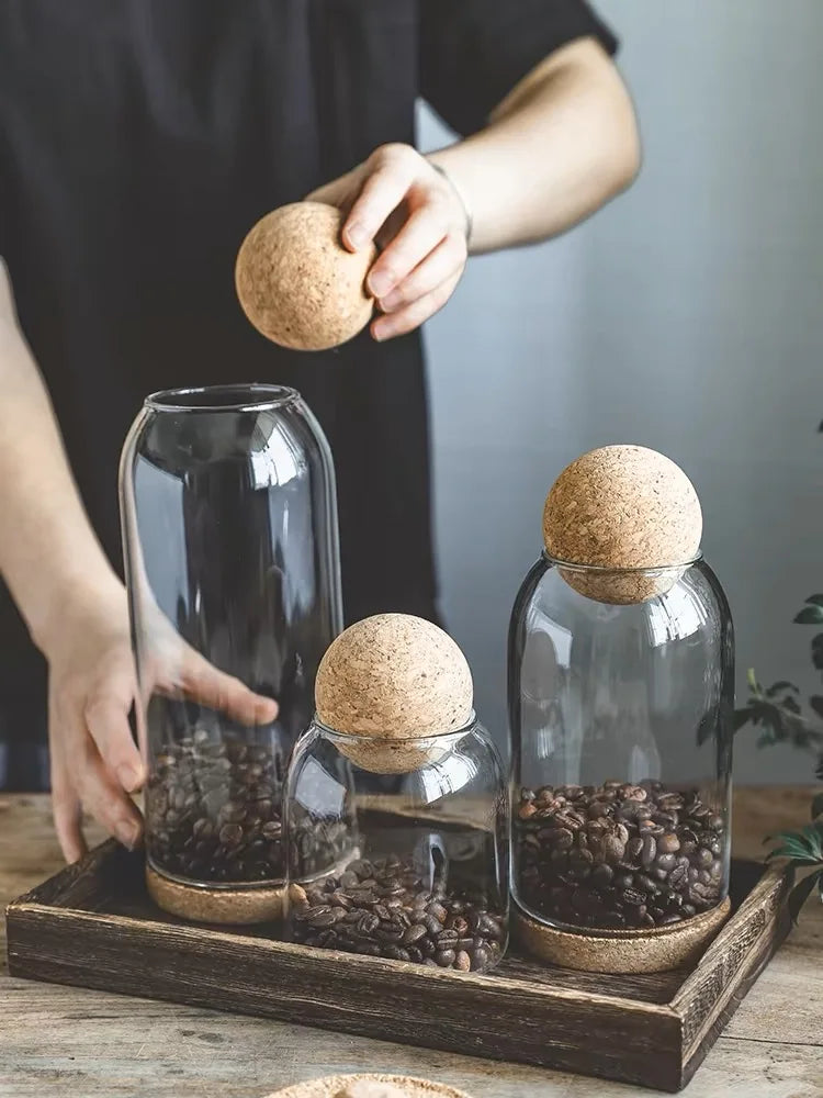 Glass Storage Jars with Cork Lid