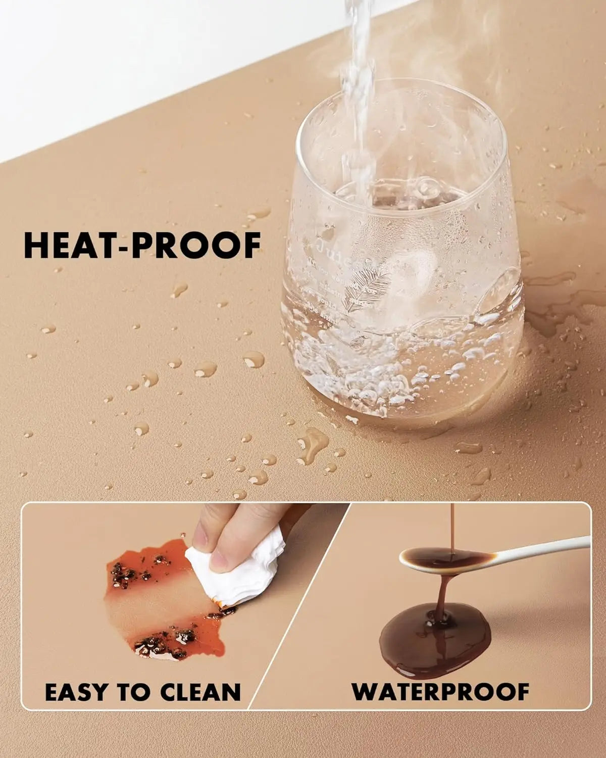 Double-Sided Desk Pad, Leather Desk Mat, Eco Cork Desk Pad Protector,Large Mouse Pad,Waterproof Desk Blotter for Office/Home