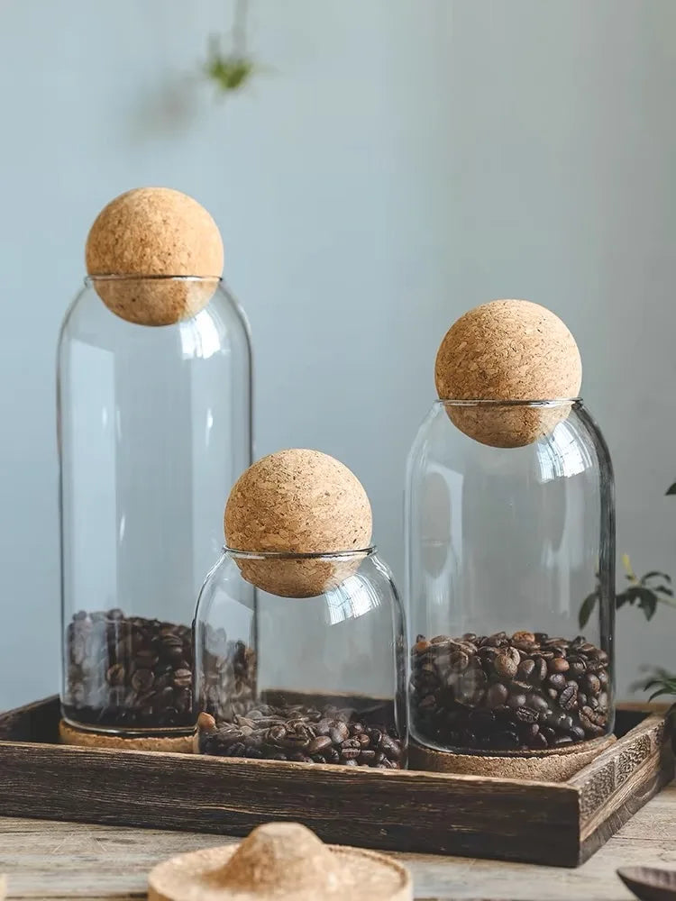 Glass Storage Jars with Cork Lid
