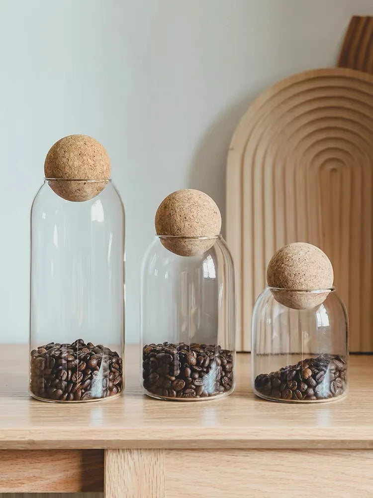 Glass Storage Jars with Cork Lid