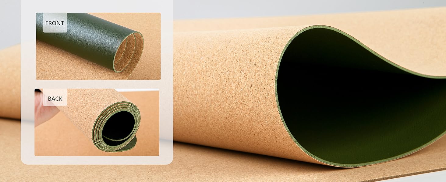 Double-Sided Desk Pad, Leather Desk Mat, Eco Cork Desk Pad Protector,Large Mouse Pad,Waterproof Desk Blotter for Office/Home