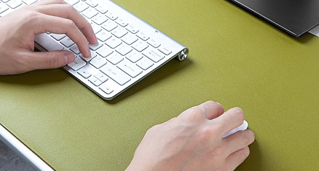 Double-Sided Desk Pad, Leather Desk Mat, Eco Cork Desk Pad Protector,Large Mouse Pad,Waterproof Desk Blotter for Office/Home