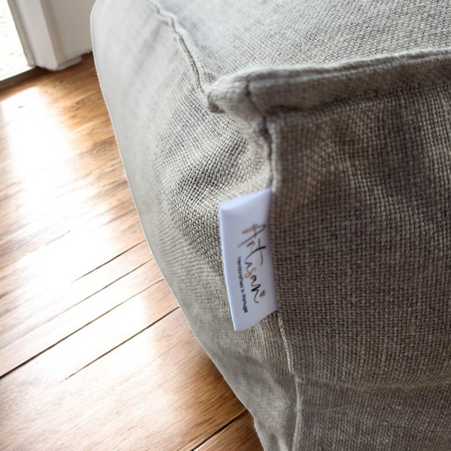 Linen cru poufs