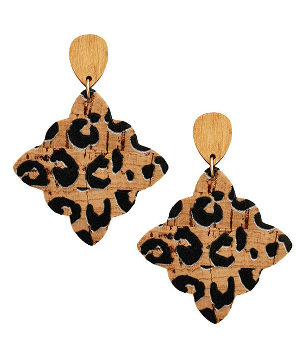 PAINTED CORK EARRING - LEOPARD-0